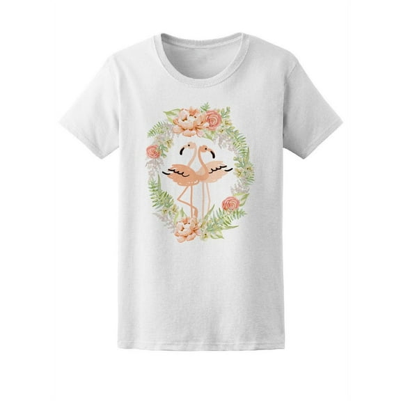 Floral Wreath Tropical Flamingo Tee Women's -Image by Shutterstock