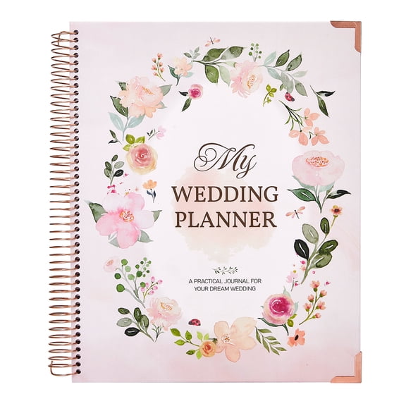 Floral Wreath Wedding Planner Notebook - 176 Pages A4 Organizer - Spiral Bound with Dividers 29*25.5*2.5cm