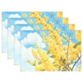 thumbnail image 1 of Floral Yellow 4 PCs Placemats Set Linen Non-Slip Table Mat Rectangular Washable for Dining Kitchen Party 12"x18", 1 of 8