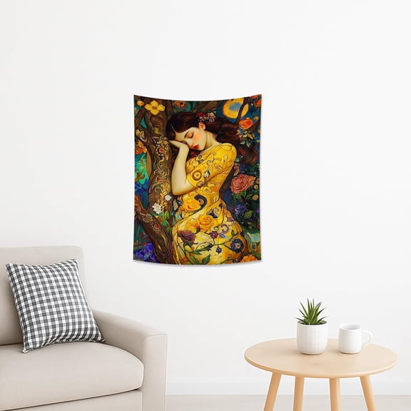 Floral Yellow Bohemian Tapestry, Vintage Style Wall Hanging for Home Decor, Aesthetic Tapestry for Bedroom and Living Room, Perfect for Spring and Summer 30x40 Inch