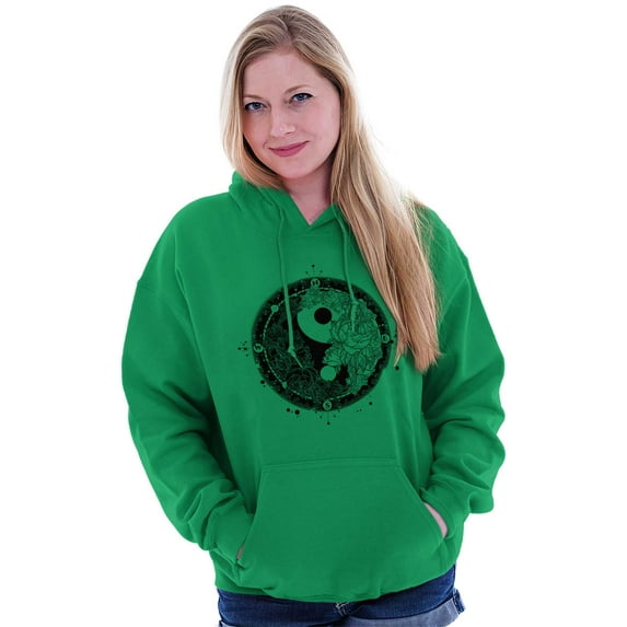 Floral Yin Yang Symbolic Spiritual Hoodie Sweatshirt Women Brisco Brands M