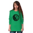 thumbnail image 1 of Floral Yin Yang Symbolic Spiritual Women's Long Sleeve T Shirt Brisco Brands 2X, 1 of 6