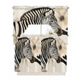 thumbnail image 1 of Floral Zebra Kitchen Curtains Swag Valance and Tier Curtains Set 36 Inch Length, Black Stripes Flowers Plant Spring Botanical Rod Pocket Drape Panels Pair Swag Curtains for Bathroom/Cafe/Window, 1 of 6