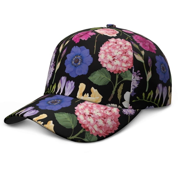 Floral and Bee Artwork Dad Hat – Vintage Botanical Baseball Cap with Colorful Bloom and Blossom Pattern, Comfortable Adjustable Fit