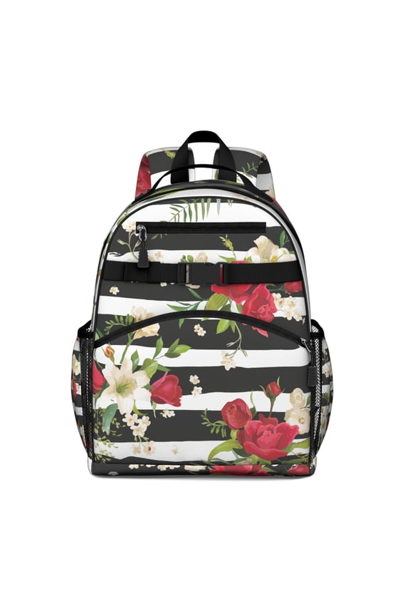 Floral and Bee Artwork School Backpack with Spine Protection