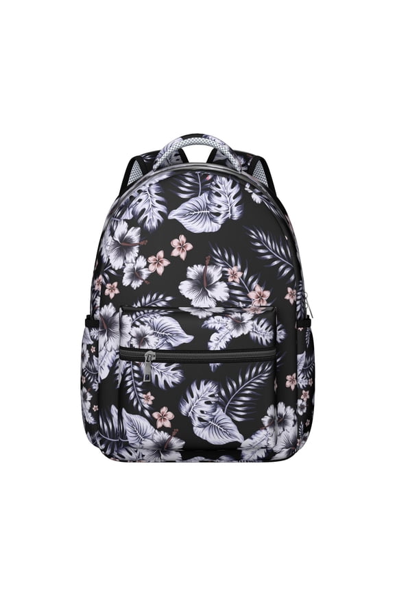Floral and Bee Artwork Students’s Backpack Fashionable and Multifunctional School Bag with Tropical Flower and Leaves Design for Student and Student