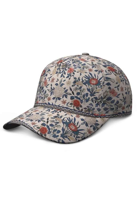 Floral and Bee Baseball Cap Adjustable Snapback Botanical Art