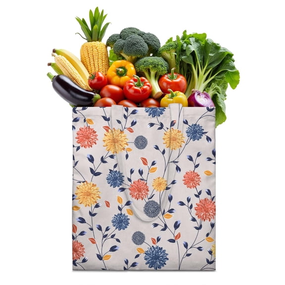 Floral and Bee Canvas Tote Bag – Vintage Botanical Design for Daily Use