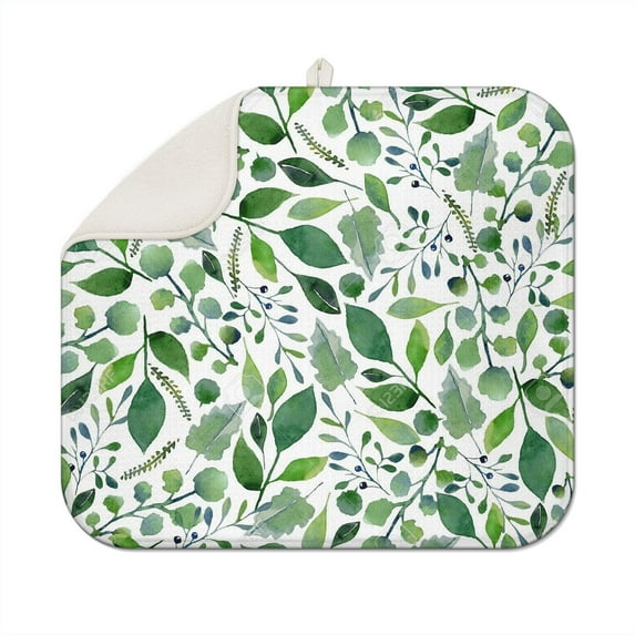 Floral and Bee Coffee Mat – Reversible Microfiber Spill Mat, Scratch Protection Dish Drying Pad for Home Kitchens
