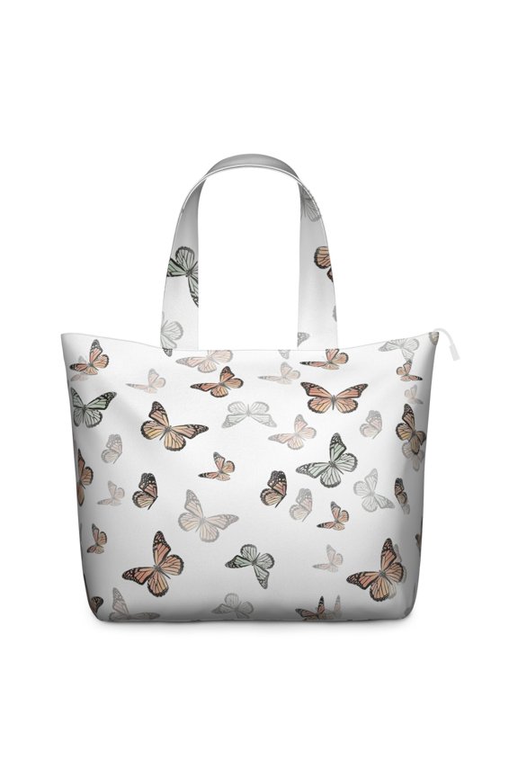 Floral and Butterfly Pattern Weekender Bag, Lightweight Travel Tote for Women, Cute and Artistic Butterfly Print