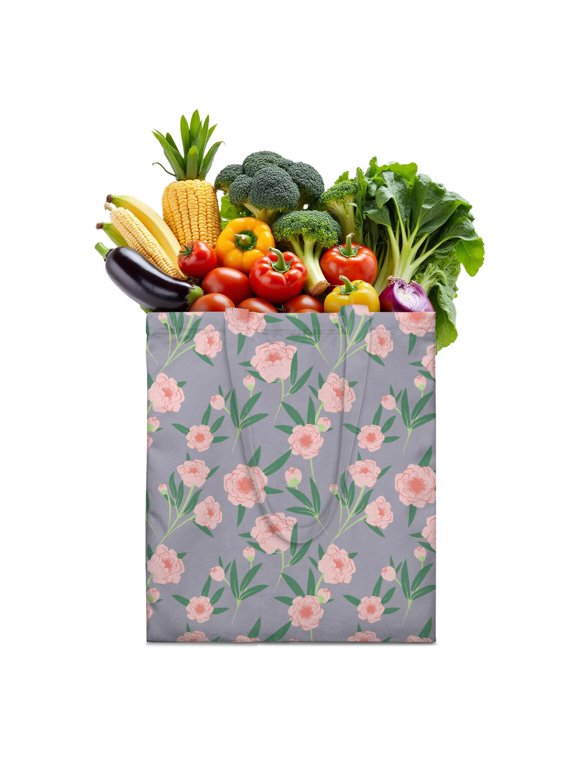 Floral and Hummingbird Illustration Reusable Shopping Bag - Washable & Large Capacity Tote