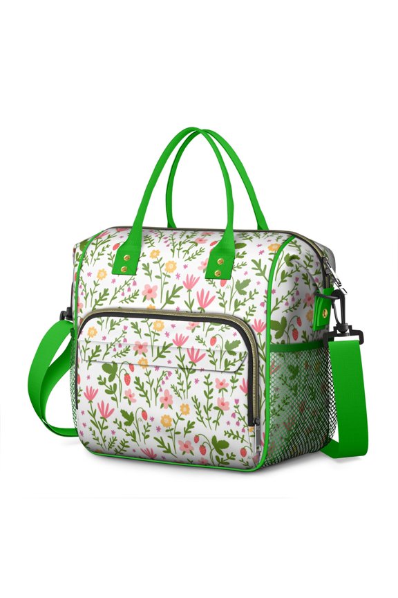 Floral and Hummingbird Insulated Tote - Leakproof Cooler Bag for Work, School or Outdoors, Stylish & Durable