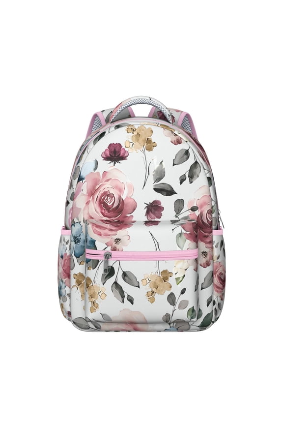 Floral and Leopard Design School Backpack - Stylish Ergonomic Bookbag