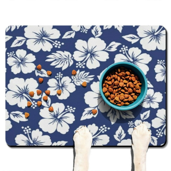 Floral and Leopard Extra Large Dog Bowl Mat - Vintage-Inspired Pet Food Mat, Absorbent Multi-Layer Design
