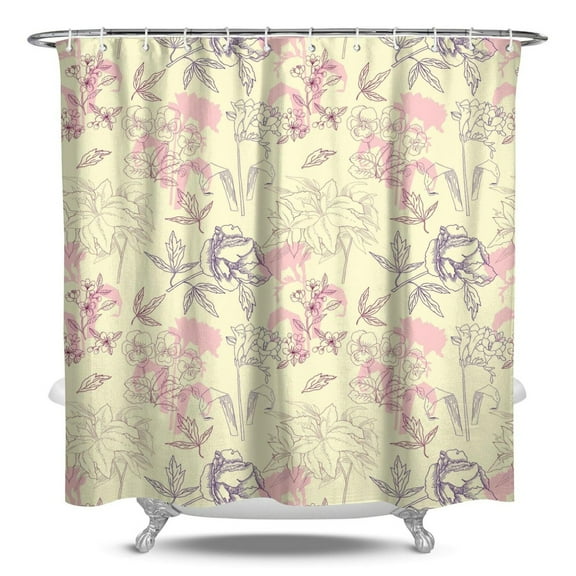 Floral and Leopard Shower Curtain, Boho Chic Pattern Bath Drape 84x72 Inch Fade-Resistant Machine Washable