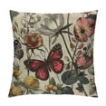 thumbnail image 1 of Floral and Plants Throw Pillow Cushion Cover Butterfly on Beautiful Flower Pillow Case Decorative Square Accent Pillow Case, 1 of 5