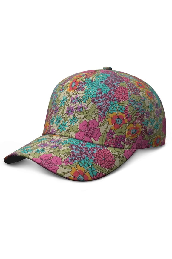Floral and Skull Baseball Cap Adjustable Snapback Edgy Style