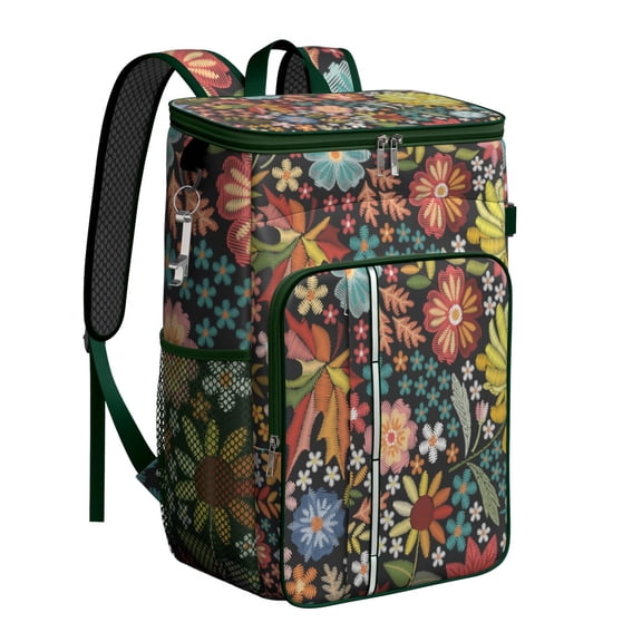 Floral and Skull Country Floral Pattern Insulated Cooler Backpack - 20L Leakproof & Easy to Clean
