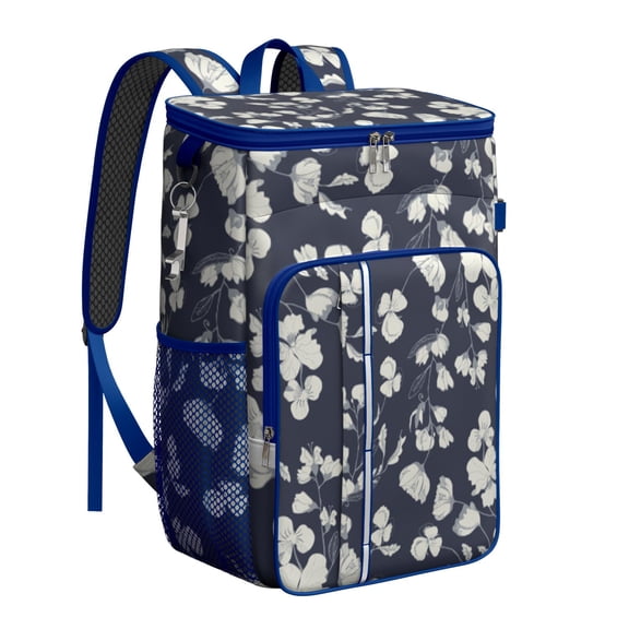 Floral and Skull Insulated Cooler Backpack - 20L Soft Cooler Bag with Padded Straps, Perfect for Road Trips