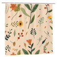 Floral and green, light brown beige background Shower Curtain Shower