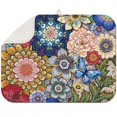 thumbnail image 1 of Floral boho kitchen drying mat 18x24 Inch with thick microfiber, washable and decorative, fits under pots and pans, 1 of 5
