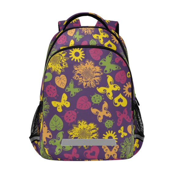 Floral butterfly summer pattern design Backpack with Chest Strap, Laptop Backpack, Travel Hiking Rucksack, Knapsack