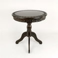 thumbnail image 1 of Floral carved table 23.5Wx23.5Dx26"H brown wooden three-legged table, 1 of 5