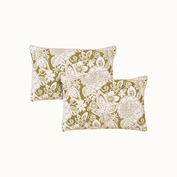 Floral jacquard 13" x 20" boudoir pillow by Sherry Kline. Zippered pillow cover only, not filled. Set of 2, APPLE