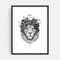 thumbnail image 1 of Floral lion (bw) - Illustration Animal Floral Black and White Wildlife Line Art Nature Black Framed Wall Art Print 9 x 12 inches, 1 of 7