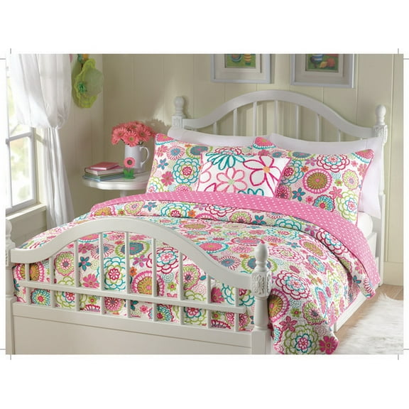 Floral lollipop Hypoallergenic 2 piece Flower Patchwork Quilt Set Bedroom Quilt Bedding Twin Size Pink