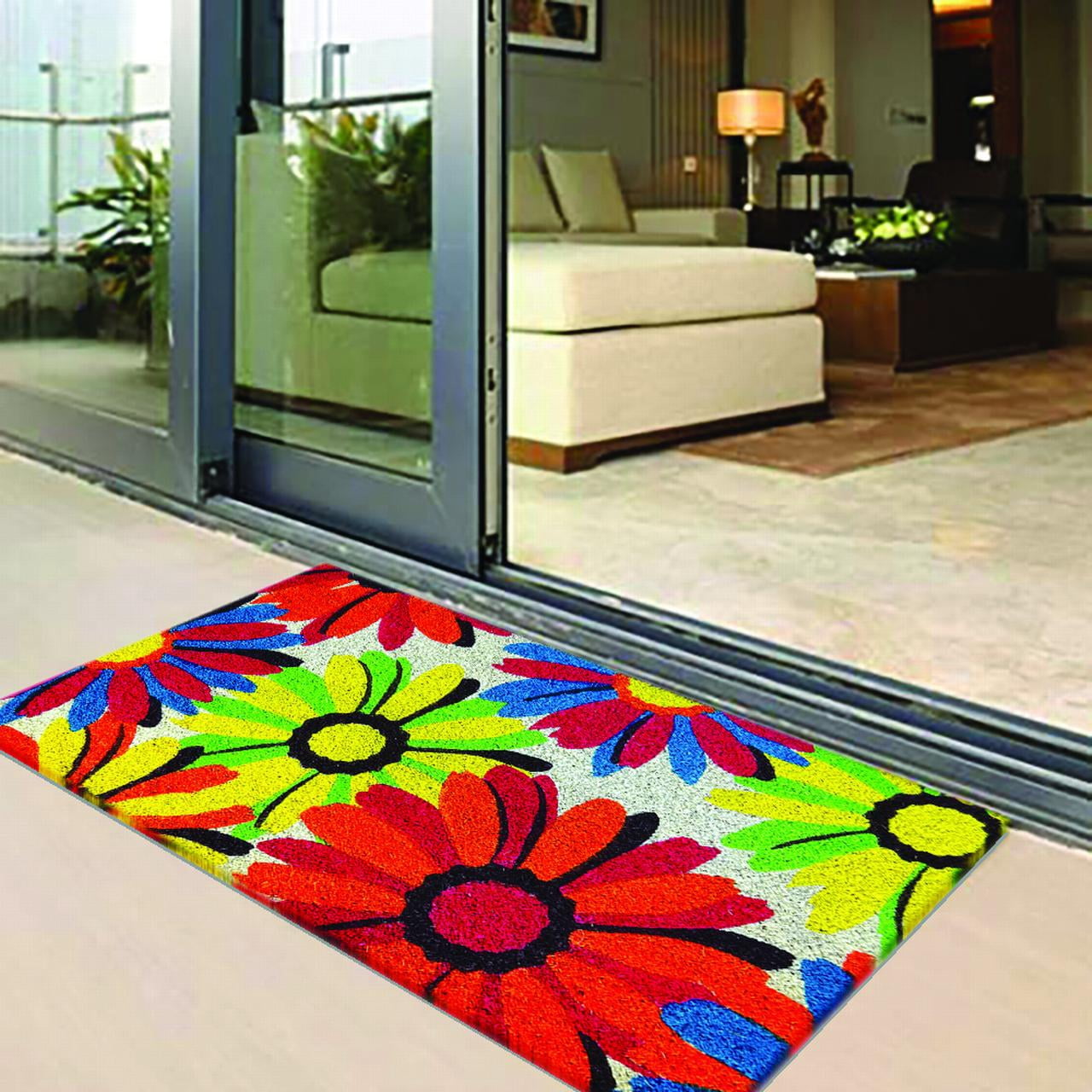 Floral nonslip Indoor outdoor coir doormat Housewarming gift