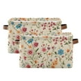 thumbnail image 1 of Floral on Beige Storage Basket Large Foldable Storage Bin Laundry Baskets Toys Box Book Foldable Organizer Bag 14.2x10.2x8.3 Inches 2 PCs, 1 of 8