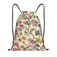 Floral painting in watercolor Drawstring backpack Gym bag printed