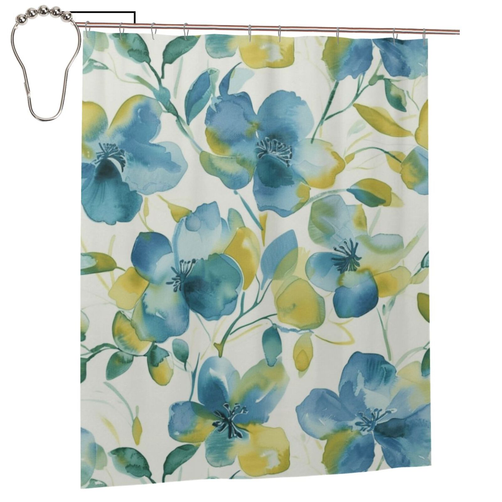 Floral painting in watercolor Shower Curtain, Waterproof Fabric Shower