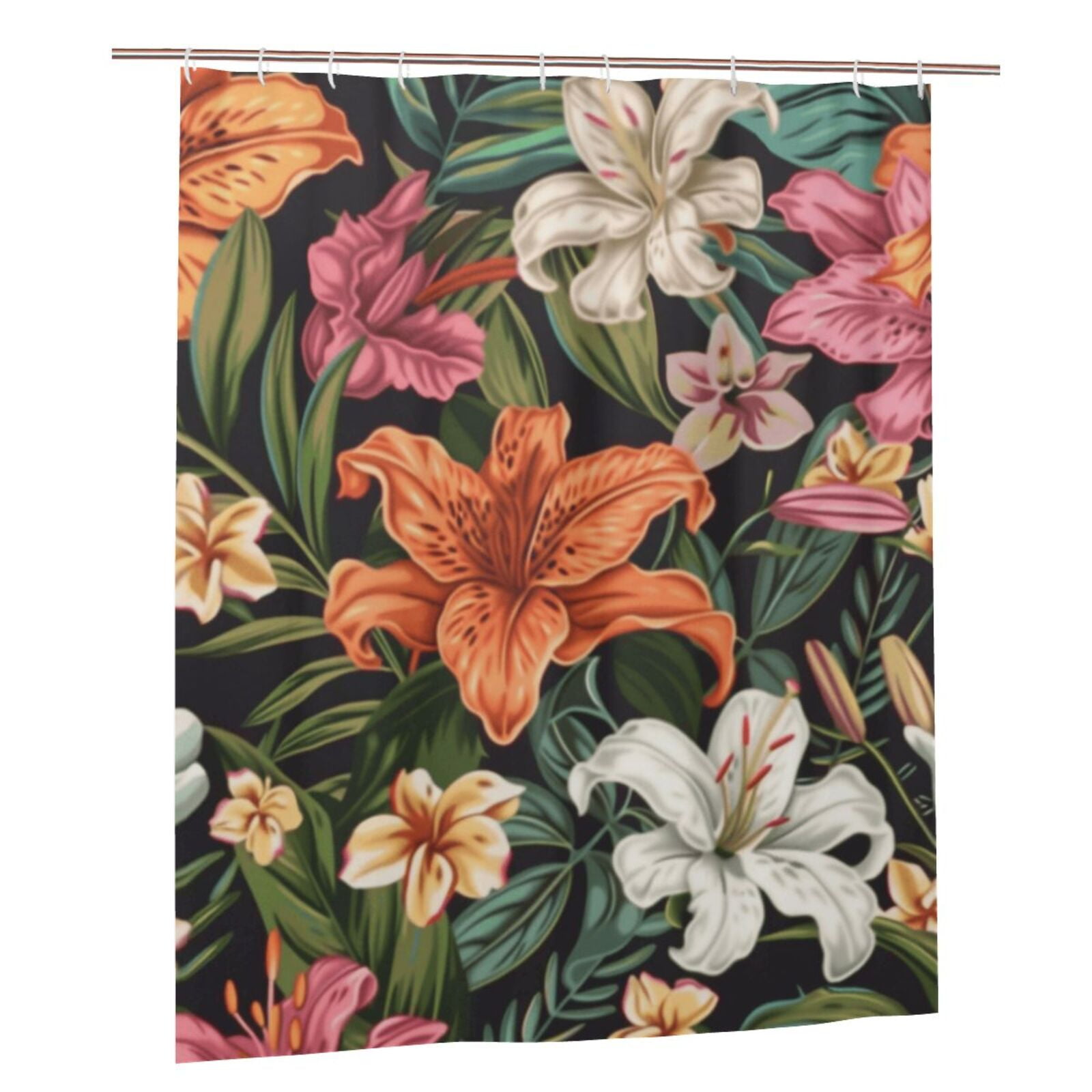 Floral painting in watercolor Shower Curtain Waterproof Fabric Shower