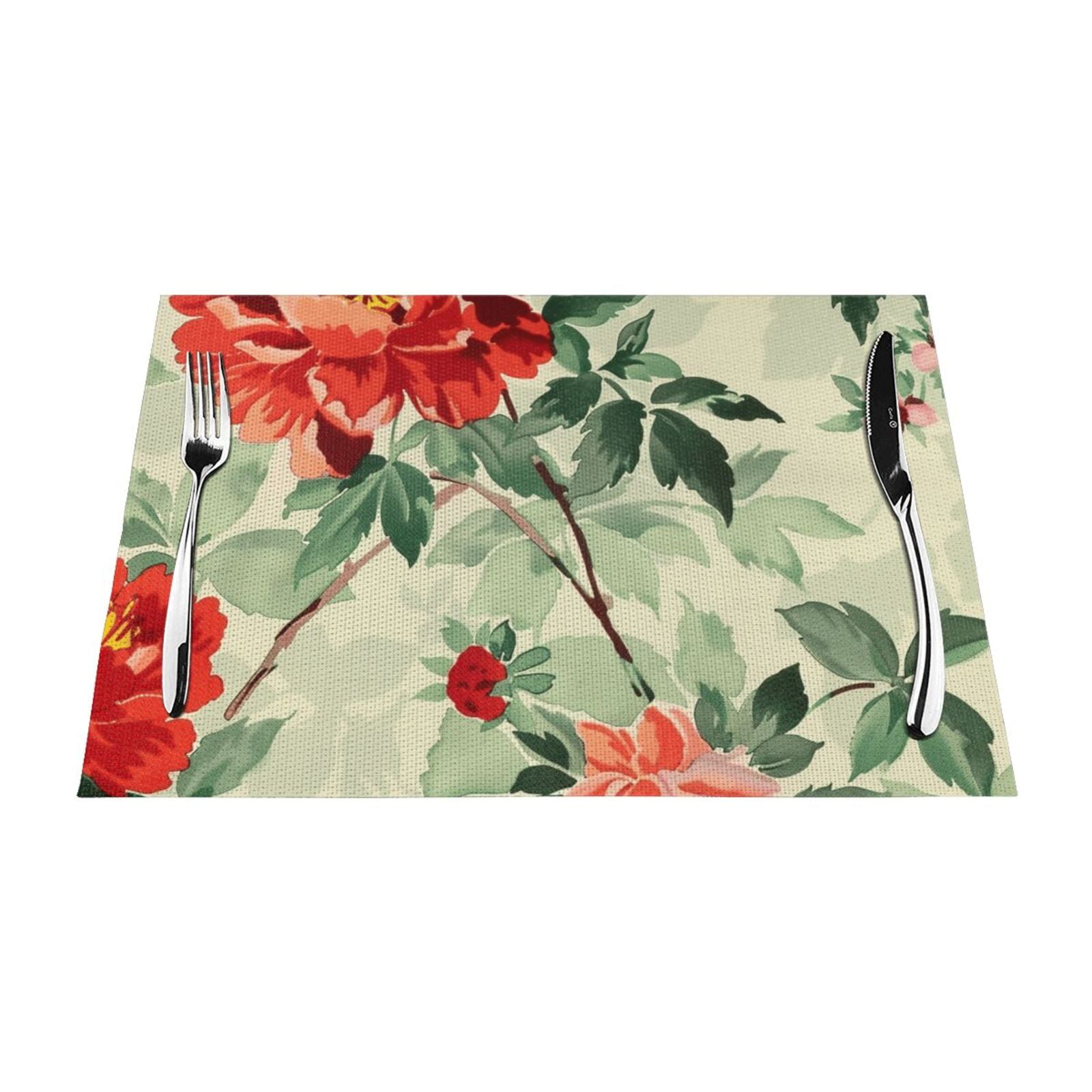 Floral painting in watercolor mat, heatresistant dining table mat