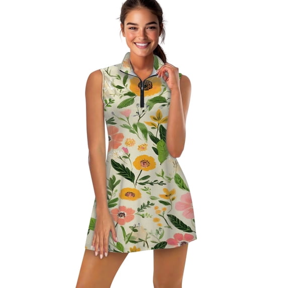 Floral pattern pretty pastel blooms Sports Dresses Women Tennis Dress Outdoor Badminton Golf Quick-Drying And Breathable Sports Dress