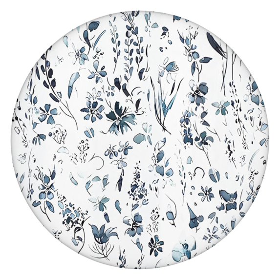 Floral-patterned round tablecloth with stretch-fit hem, water-resistant polyester fabric, fits 44-52 inch diameter tables, big size
