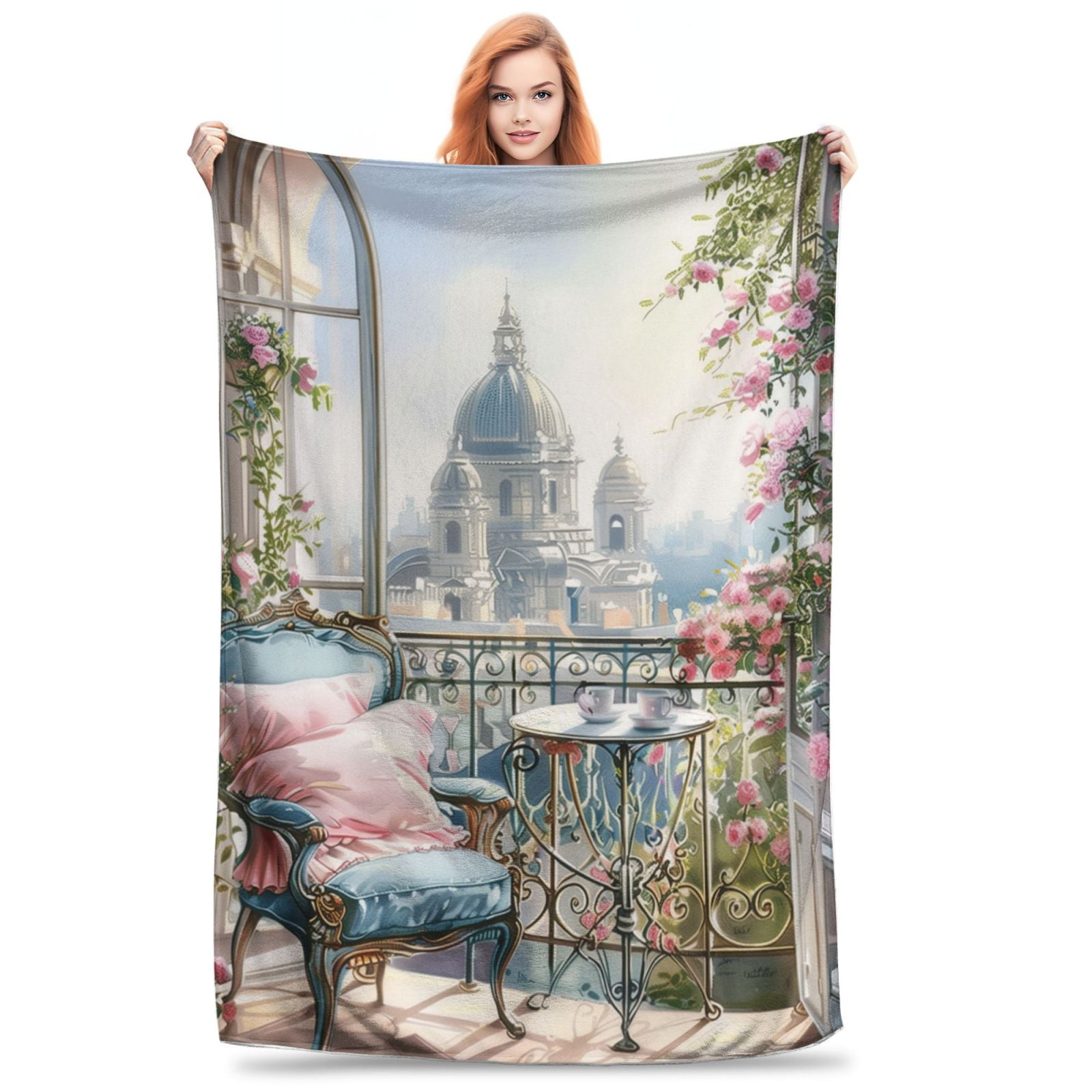 Floral watercolor clip art Soft plush flannel blanket suitable for beds