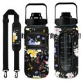 thumbnail image 1 of Florals 64 Oz Water Bottle with Sleeve - BPA Free Leakproof Sport Large Plastic Water Bottle with Straw & Time Marker & Insulated Neoprene Holder Carrier Bag Great Gift for Women Men, 1 of 7