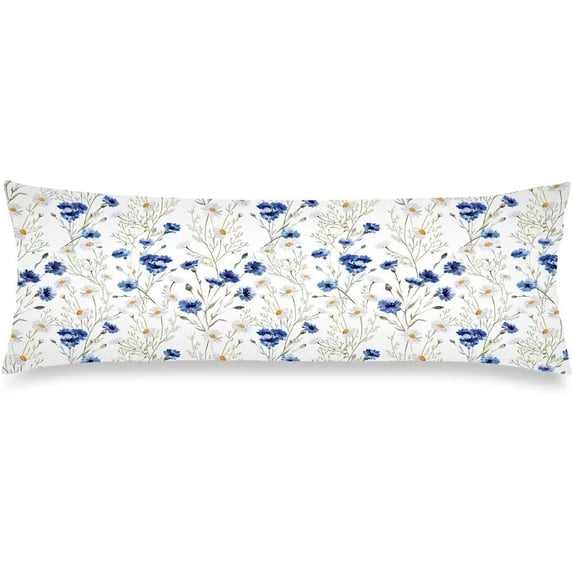Florals Body Pillow Cover 20x54 Pillow Case Flower Blooms Wildflowers Poppy Floral and Daisy Flower Cushion Long Pillowcase with Zipper Decorative Soft Large Bedding Pillow Cases for Bedroom,Couch