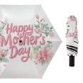 thumbnail image 1 of Florals Leaves Happy Mothers Day All Weather Umbrella Triple Folding Parasol 6 Ribs UV Protection Portable, 1 of 8
