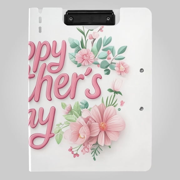 Florals Leaves Happy Mothers Day Foldable Binder Folder Clipboard with Pen Slot Double Clips A4 Size File Storage