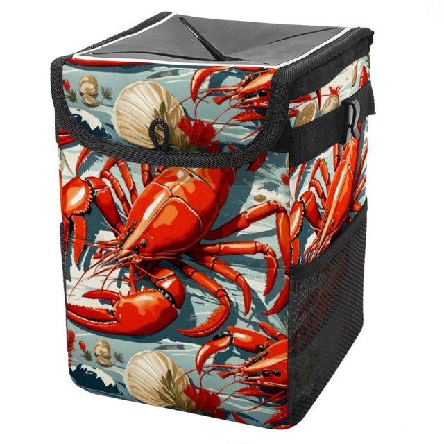 Florals Lobster Crayfish Crab Ultimate Car Garbage Can with Lid