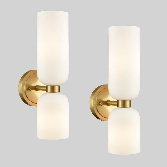 Moose 2-Light Modern Wall Sconces with Opaque Glass Shades, Set of 2