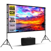 Florascent Projector Screen with Stand,120 inch 169 4K HD Portable Projector Movie Screen for Home Theater Outdoor Indoor