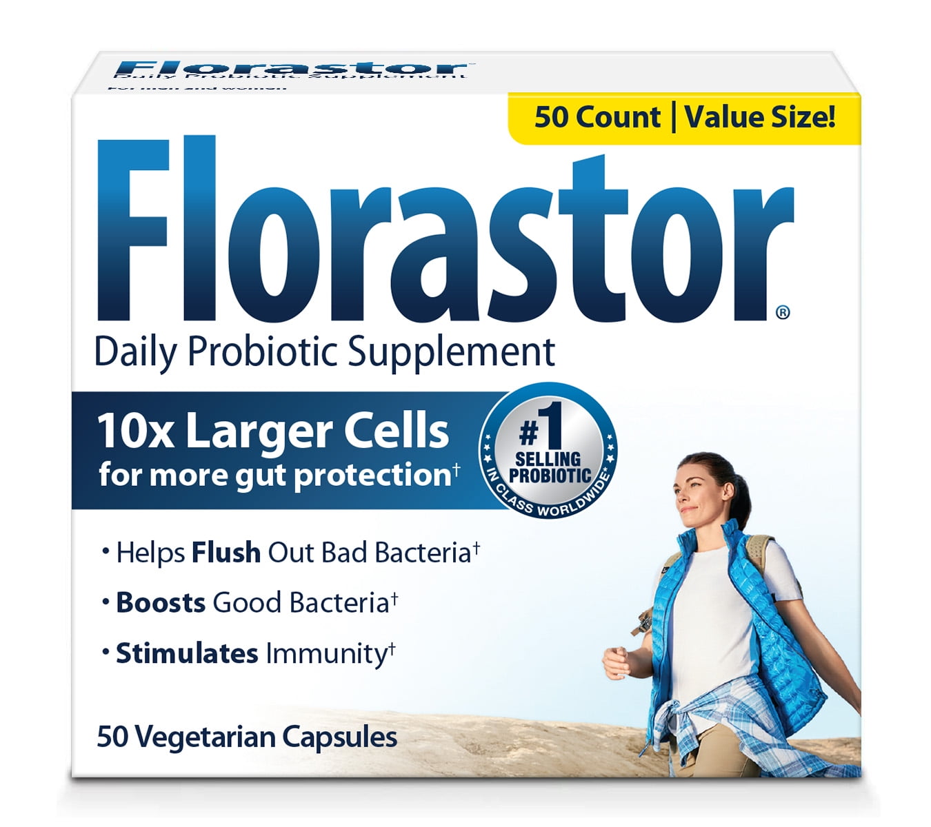 BIOCODEX FLORASTOR Florastor Daily Probiotic Supplement for Women and Men, 50 Capsules