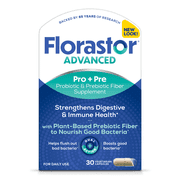 Florastor Unisex Advanced Pro + Pre Probiotic and Prebiotic Supplement, 30 Count