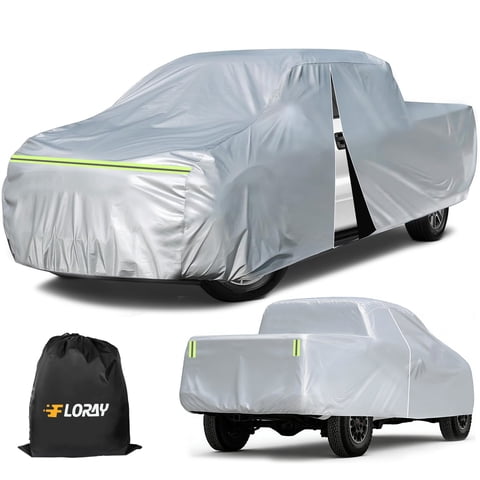 Floray Waterproof All-Weather Truck Cover with Zipper Door – Heavy-Duty Windproof Protection for Full-Size Pickup Trucks, UV and Snow Guard (PK-XL, 248" x 59" x 69")
