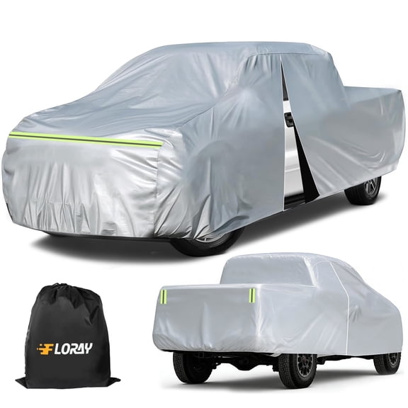 Floray Waterproof All-Weather Truck Cover with Zipper Door – Heavy-Duty Windproof Protection for Standard Pickup Trucks, UV and Snow Guard (PK-L, 236" x 59" x 69")